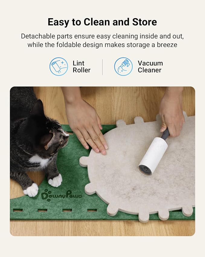 DownyPaws Cat House for Indoor Cats, Cube Castle Cat Bed Cave, Forest | Cat Hideaway Enclosed Bed,Cave Hideout Fort,Kitten Peekaboo Hut for Cats,Hide Box Bed for Large Cat Up to 22 Lbs