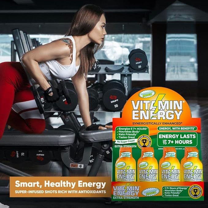 Vitamin Energy Immune+ Extra Strength Energy Shot Mango 48 Pack, 260mg Natural Caffeine, B-Vitamins, Citicoline, Green Tea, Immunity & Focus Support, Zero Sugar, Gluten-Free 1.93 fl oz