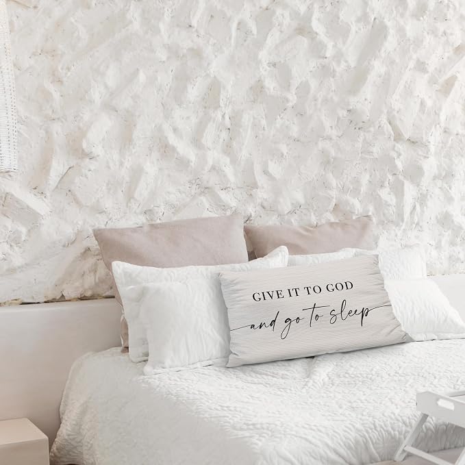 Give It to God and Go to Sleep, Decorative Corduroy Pillows Cover for Bed,Corduroy Pillows Cover for Bed,12x20 Inch Pillow Case,Decorative Corduroy Pillows Cover for Room（Cream 12" x 20"）