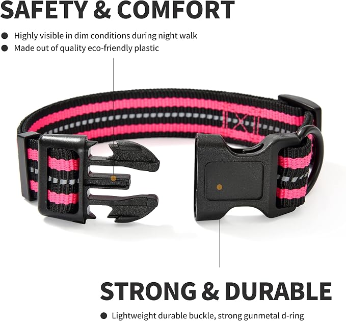 Mile High Life Reflective Dog Collar, Adjustable Lightweight Quick Release