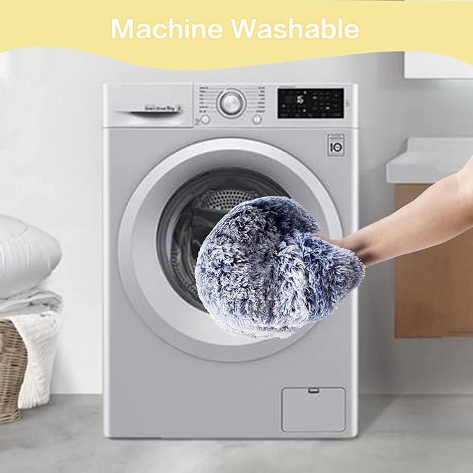 Bedfolks Calming Donut Dog Bed, 23 Inches Round Fluffy Dog Beds for Small Dogs, Machine Washable Anti-Anxiety Plush Puppy Bed（Navy Blue, Small）