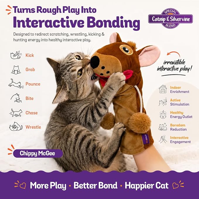 Meow Mitt Wearable Cat Wrestling Glove Puppet - Squirrel