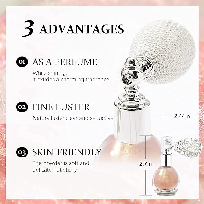 Glitter Spray, Versatile Glitter Spray for Hair and Body Cosmetic, Highlighter Powder for Women, Body Shimmer for Party, Music Festival and Wedding #Light Pink