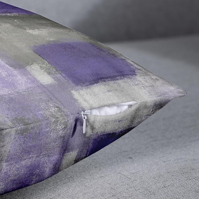 Emvency Throw Pillow Covers Set of 2, 18 x 18 Inch, Line Purple | Abstract Modern Retro Outdoor Decorative Square Pillow Cases Couch Cushion Case for Couch Bed Sofa Living Room Home Decor