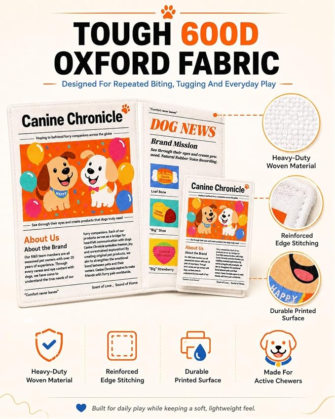 3PC Indestructible Dog Newspaper Toy, Crinkle Squeaky Dog Toys for Boredom
