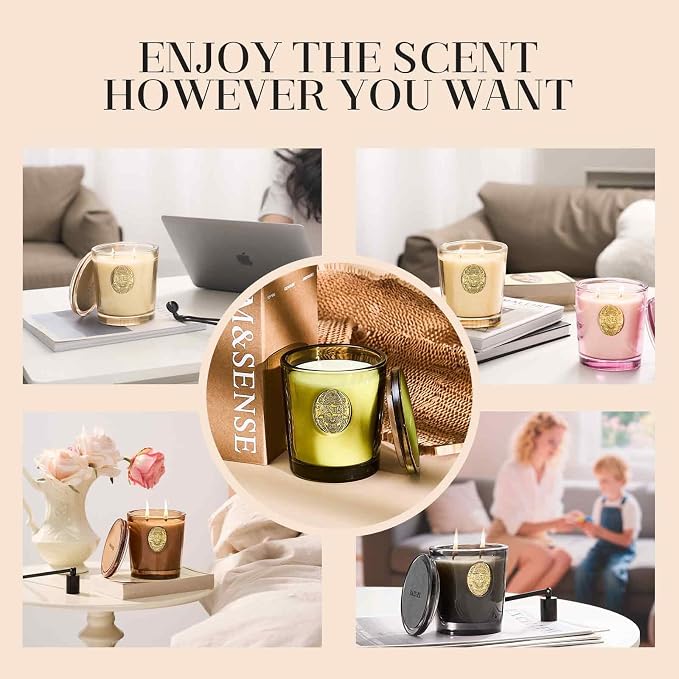 M&SENSE Large Two-Wick Soy Candle | Oud Wood & Black | 19.8 oz, 120H Burn Time | Luxury Scented Candle for Relaxation, Gifting, Home Décor | Ideal for Bedroom, Office, Party Ambiance