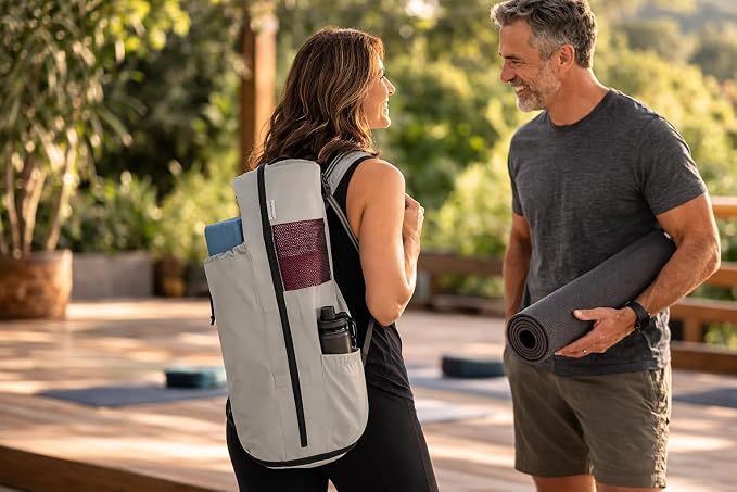 MAGNILAY Yoga Mat Bag - for Women and Men, Yoga Bag with Pockets and Adjustable Strap, Yoga Mat Carrier, Fits Mats Blocks and Yoga Accessories for Workouts, (32" L)