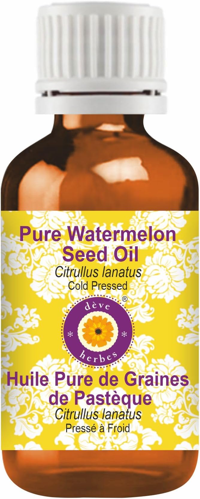 Deve Herbes Watermelon Seed Oil (Citrullus lanatus) | Cold Pressed | Pure | Natural | Undiluted | for Diluting Essential Oils | for Skin & Massage | Non-Sticky| Lightweight| Men & Women | 30ml (1 oz)