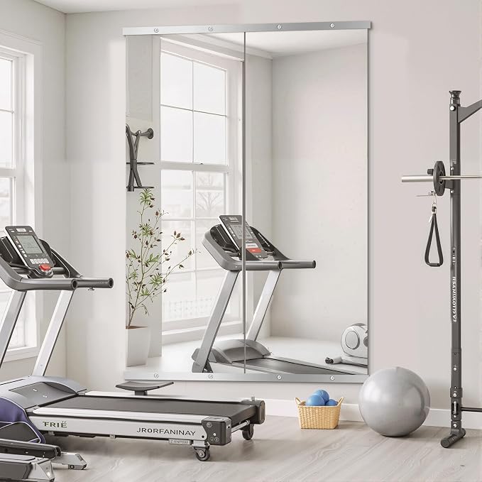 Home Gym Mirror for Wall, 70x24x2PCS Frameless Full Length Mirror, Silver | HD Shatterproof Glass, Easy Wall Mount, Large Body Mirrors for Home Gym, Workout, Bedroom, Garage