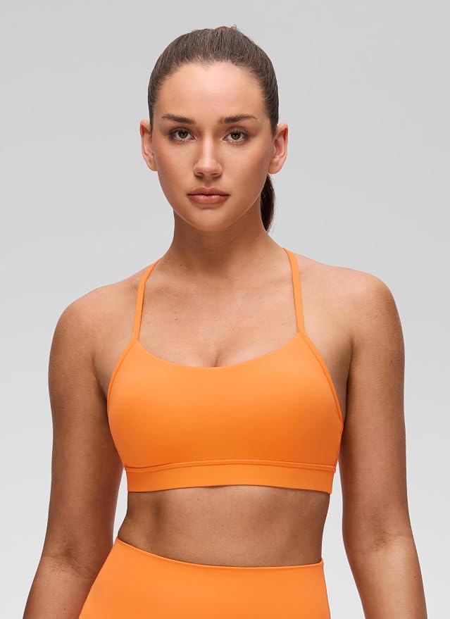 CRZ YOGA Butterluxe Y Back Sports Bras for Women - Padded Racerback Low Impact Spaghetti Thin Strap Workout Yoga Top