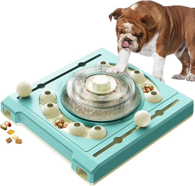 KADTC 2-Level Dog Puzzle Toy, Spin to Release Treat Dispenser & Slow Feeder