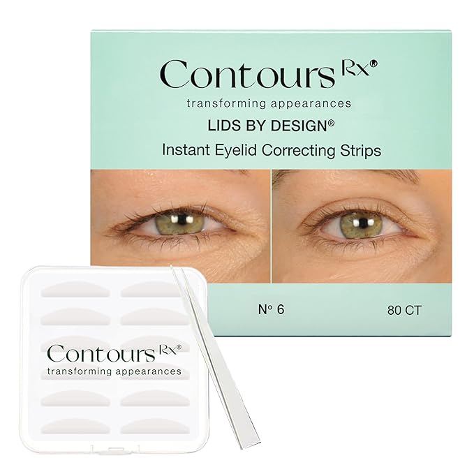 Contours Rx Lids by Design – N°6 Transparent Instant Eyelid Lift Strips for Casual Mild to Moderate Hooded Lids – Medical-Grade, Anti-Aging Eyelid Tape – 80 Count