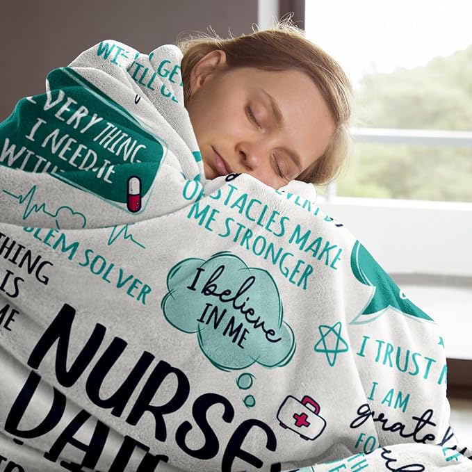 Craftique Nurse Gifts for Women Men- Nurse Blanket with Daily Affirmations | LPN RN Gifts for Nurses, Appreciation/Graduation/Christmas/Birthday Gifts for Nurse, Nursing School, Nurses Week/Day, Soft