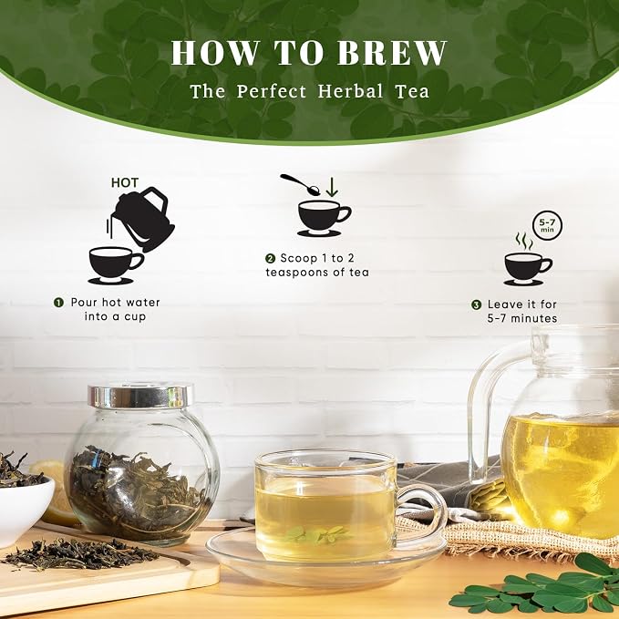 Oxify Organic Moringa Leaves Herbal Loose Tea- 16 oz (16 oz, Moringa Leaves)