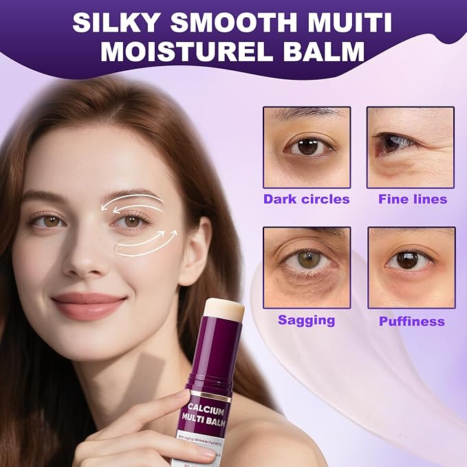 2Pcs Calcium Multi Balm, Wrinkle Multi Balm Stick, Repair & Moisturizing Cream, All-in-One Hydrating Firming Lip Eye Neck Cream, Anti-aging for Face, 0.32 oz/9 g