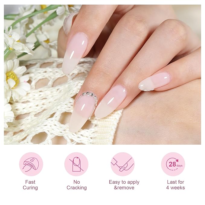 Beautpal Milky White Jelly Nude Gel Nail Polish Set, 10 Transparent Colors Sheer Pink Orange Soak Off UV/LED Lamp Nail Kit for Salon Gel Manicure and Nail Art DIY at Home 7ml