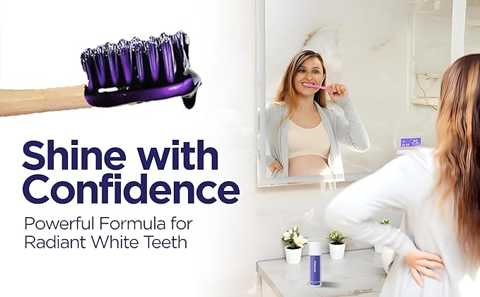 AFD Prime Purple Toothpaste for Teeth Whitening, 130g (4.58 oz) – Purple Color-Correcting Toothpaste to Reduce Yellow Tones, Peroxide-Free, Enamel-Safe, Mint Flavor, Suitable for Daily Use
