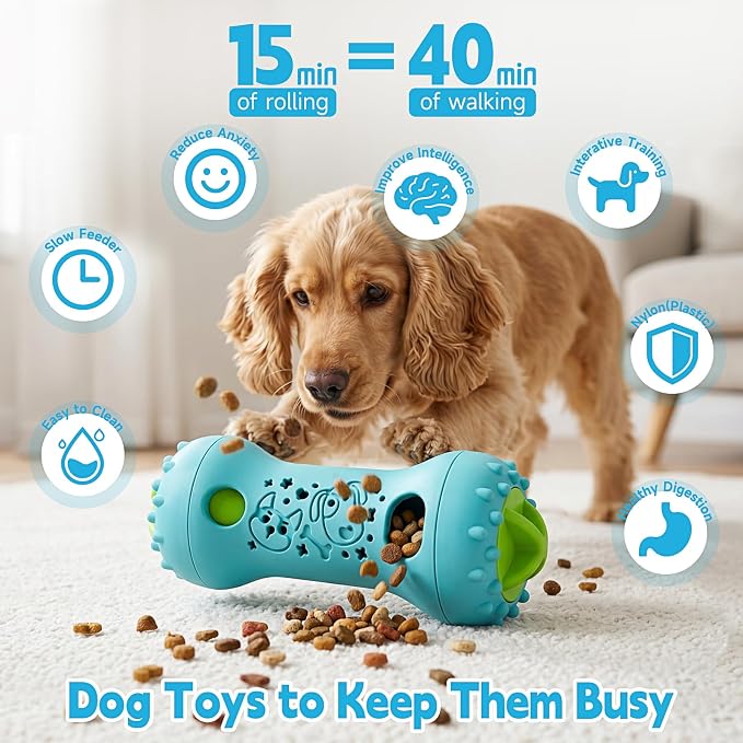 PETSTA 2 Pack Dog Puzzle Toys, Adjustable Treat Dispensing Slow Feeder Toy, Interactive Dog Enrichment Toy for Brain Stimulation and Boredom Relief