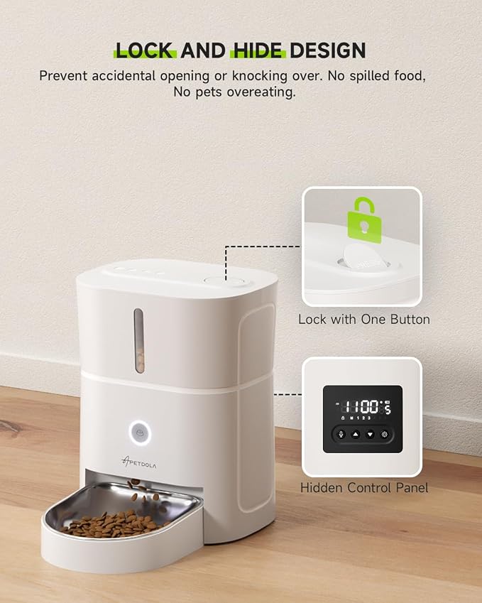 Automatic Cat Feeder, 2.4G Wi-Fi Cat Food Dispenser with APP Control, 3L Timed Pet Feeder for Pet Dry Food, 1-10 Meals Per Day