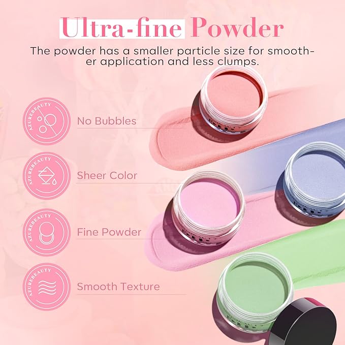 AZUREBEAUTY 30Pcs Dip Powder Nail Kit Starter, Pink Pastel Blue Green Glitter 8 Colors Summer Macarons Dipping Powder Liquid Set with Base/ Matte Top Coat/ Activator/Nail Sticks Easter Gift