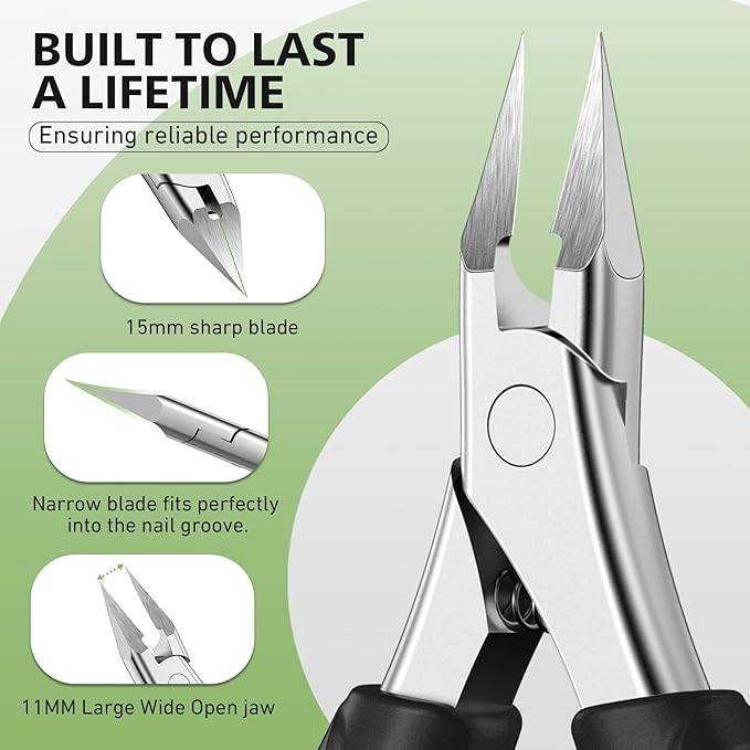BALUCA Professional Straight Edge Toenail Clippers for Thick Nails & Ingrown Toenails - Heavy Duty Long Handle Nail Clippers for Seniors and Adults with Precision Design for Pain-Free Grooming,Black