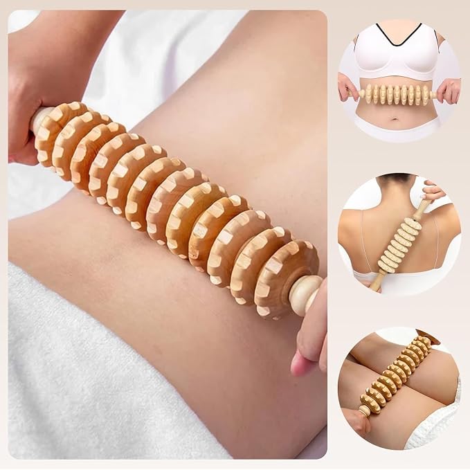 3 Pcs Wood Therapy Massage Tools Sets, Maderoterapia Body Sculpting Kit for Lymphatic Drainage, Gua Sha for Muscle Relief, Anti-Cellulite & Body Shaping
