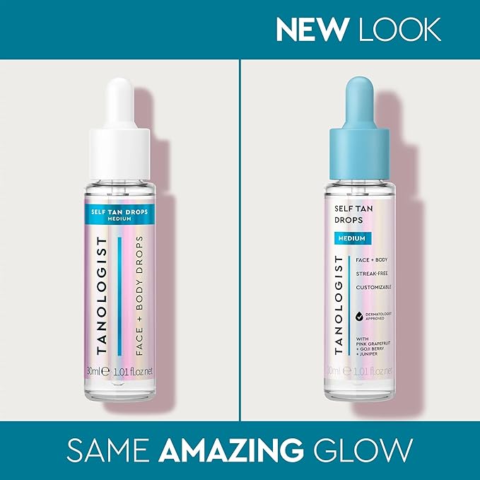 Tanologist Medium Self Tan Drops, Streak-Free Body & Face Tanning Drops, No Fake Tan Smell, For Moisturizer & Lotion, Bronzing Face Tanner, Skincare Ingredients, Vegan, 1.01 fl. oz/30 ml Bottle