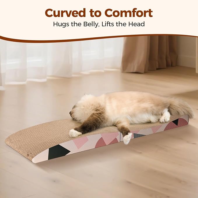 ComSaf Foldable Cat Scratcher Bed, Cardboard Scratch Pad for Indoor Cats | Cat Scratching Board, Wavy Lounger Shape, Foldable Design, Furniture Protection, Indoor Floor Use, Claw Care