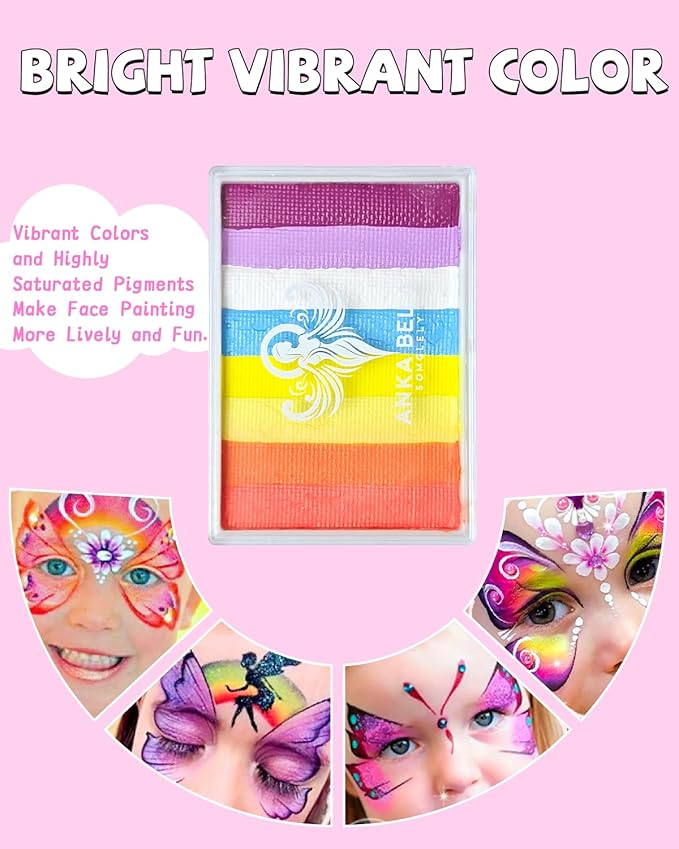 Anka Bella Professional Water Activated Rainbow Cake Face Paint（Sunrise Harbor）50gm,Hypoallergenic, Non-Toxic,Face Body Painting Makeup