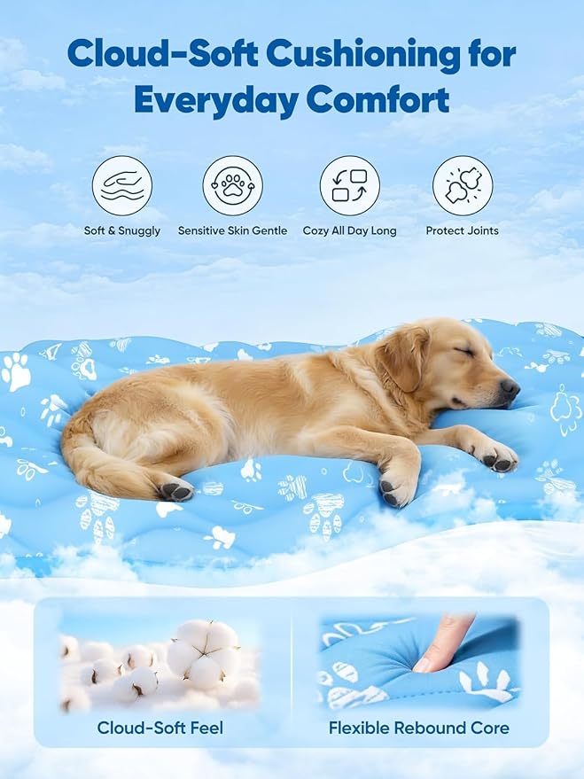 44x32in Dog Cooling Mat with One-Way Moisture & Arc-Chill 3.0 | Color-Changing Cool Indicator. Washable, Non-Slip Pet Bed. One-Way Moisture Tech Keeps Cool & Dry for Floors, Sofas, Kennels