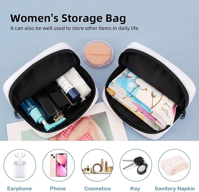 Travel Friendly Menstrual Organizer Cute Avocado Animals, Minimal Compact Structure, Discreet Care Pouch for Feminine Daily Necessities Packing