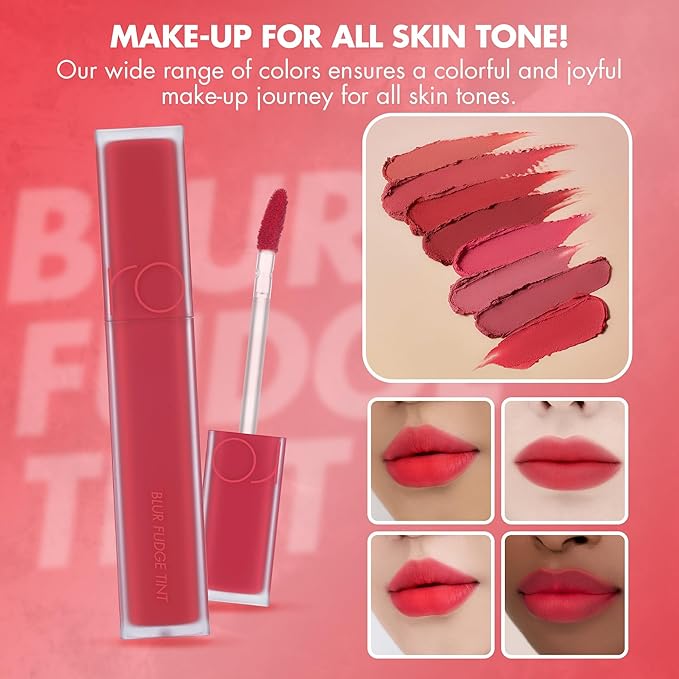 rom&nd Blur Fudge Tint | 10 FUDGE RED | Velvety Matte Lip & Cheek Stain | Non-Drying, Long-Lasting K-Beauty Lip Color 5g