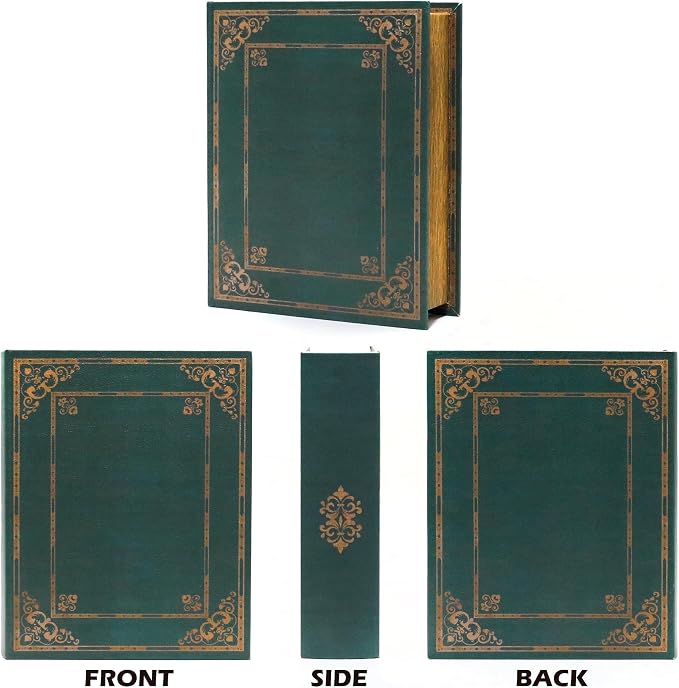 Jolitac Wooden Decorative Book Boxes 3-Pack - Vintage Style Secret Storage Boxes Handcrafted Wooden Storage Containers with Rustic Magnetic Closure for Jewelry & Keepsakes (Vintage Green)