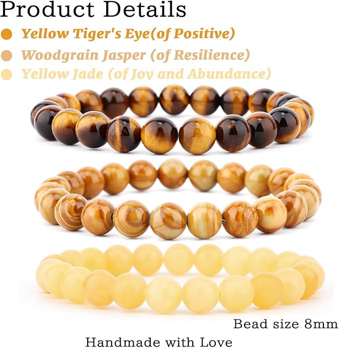 NCB 2.3-Piece 4mm Natural Crystal Gemstone Stretch Bracelets – Handmade Reiki Energy Healing Jewelry for Meditation,Yoga, Unisex
