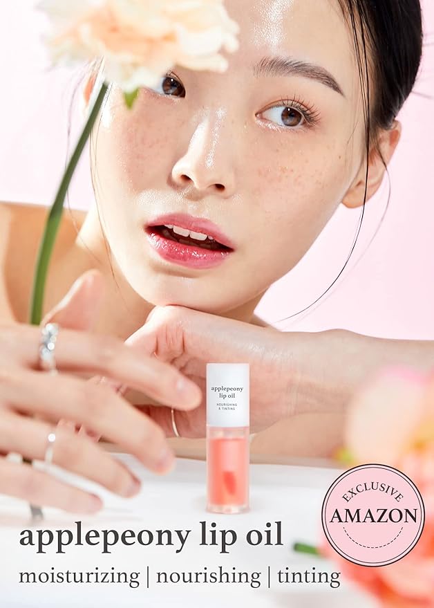 NOONI Korean Vegan Lip Oil - Applepeony, 0.12 Fl Oz + Korean Lip Oil - Applecranberry, 0.12 Fl Oz Bundle