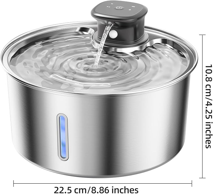 Wireless Cat Water Fountain,3.2L Stainless Steel Battery Operated | 1 Pack Filters | Cordless & Rechargeable | Motion Sensor | BPA-Free | DishwasherSafe | 20dB Ultra-Quiet | 108oz capacity