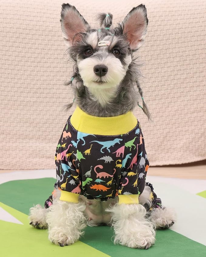 CuteBone Dinosaur Costume Dog Pajamas, Stretchy Spandex Crystal Velvet Sleepwear Coat for Small Dogs, Soft & Warm Pet Outfit Clothes for Cold Weather, Cozy Pullover Design COSP01M