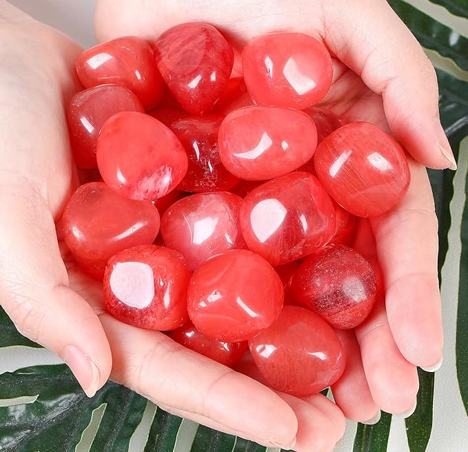 DUQGUHO Watermelon Quartz Crystals Bulk Natural Irregular Polished Stones Tumbled Crystals Gemstone Rocks Beginners Gift 200g