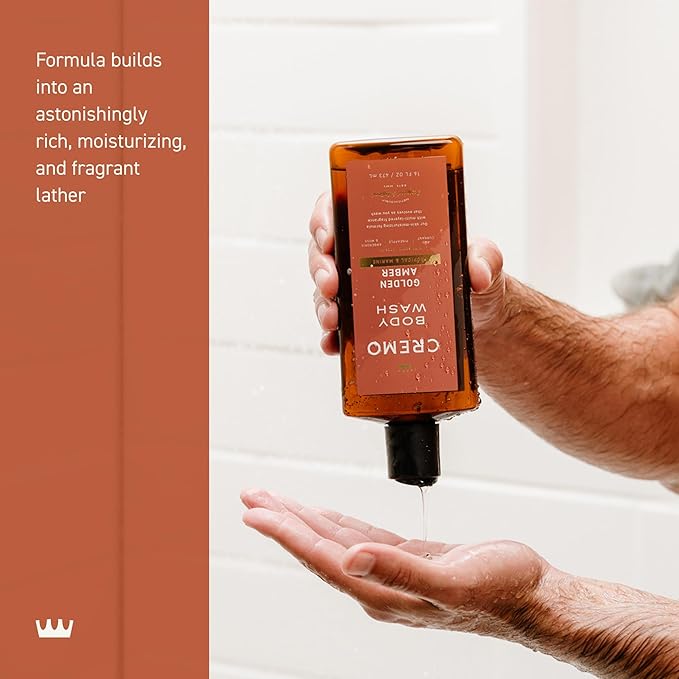Cremo Body Wash Men, Notes of Red Currant, Pineapple, Ambergris and Moss, Rich-Lathering Golden Amber, 16 Fl Oz (Pack of 2)