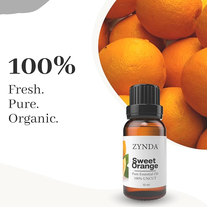 Sweet Orange Essential Oils – 100% Pure & Natural | Lab-Tested • Uncut • Raw • Very Potent Citrus Aromatherapy Oil | Orange Essential Oil Organic for Diffuser & Skin Uplifting & Refreshing 10ML
