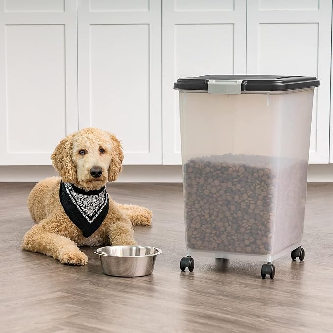 IRIS USA Dog Food Storage Container, Up to 54 lbs, Black, Made in USA