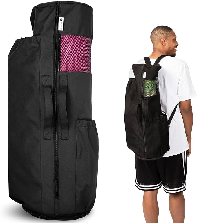 MAGNILAY Yoga Mat Bag - for Women and Men, Yoga Bag with Pockets and Adjustable Strap, Yoga Mat Carrier, Fits Mats Blocks and Yoga Accessories for Workouts, (32" L)