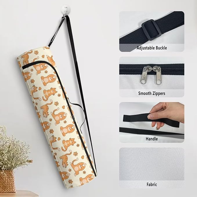 Yoga Mat Bag with Adjustable Shoulder Strap and Handle Zipper, 30in Wide x 6.3in Diameter for Yoga Mat Storage