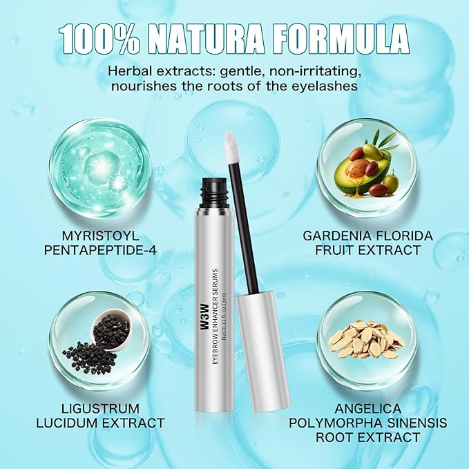 Eyebrow Serum,W3W Eyebrow Growth Serum Advanced Formula for Boost Longer, Fuller, and Thicker Brows Lashes,3 ML (White)
