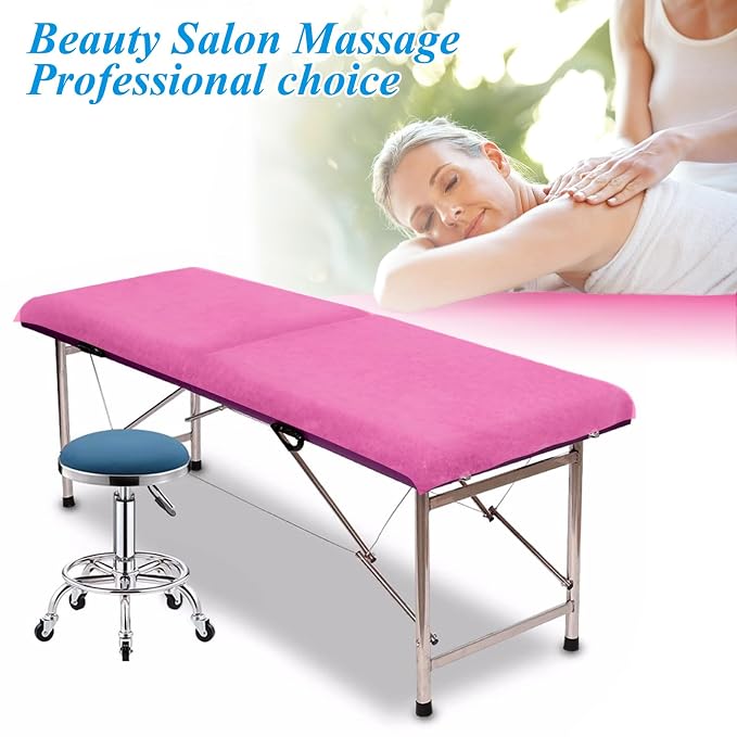 100Pcs Disposable Massage Table Sheets 31.5" x 71" Non-Woven Fabric Bed Covers for Ultimate Hygiene and Comfort in Massage, Tattoo, and Spa Treatments, Breathable and Durable Sheets(Pink)