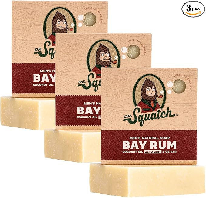 Dr. Squatch Natural Bar Soap for Men - Cold Process Soap with No Harsh Chemicals - Bay Rum (5 oz, 3-Pack)
