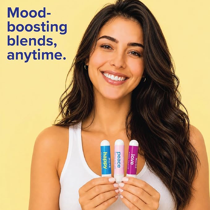 MOXĒ Nasal Inhaler Bundle, 8 Essential Oil Blends, Aromatherapy Sticks, Warming & Cooling Fragrances, Undiluted Oil, Natural Ingredients