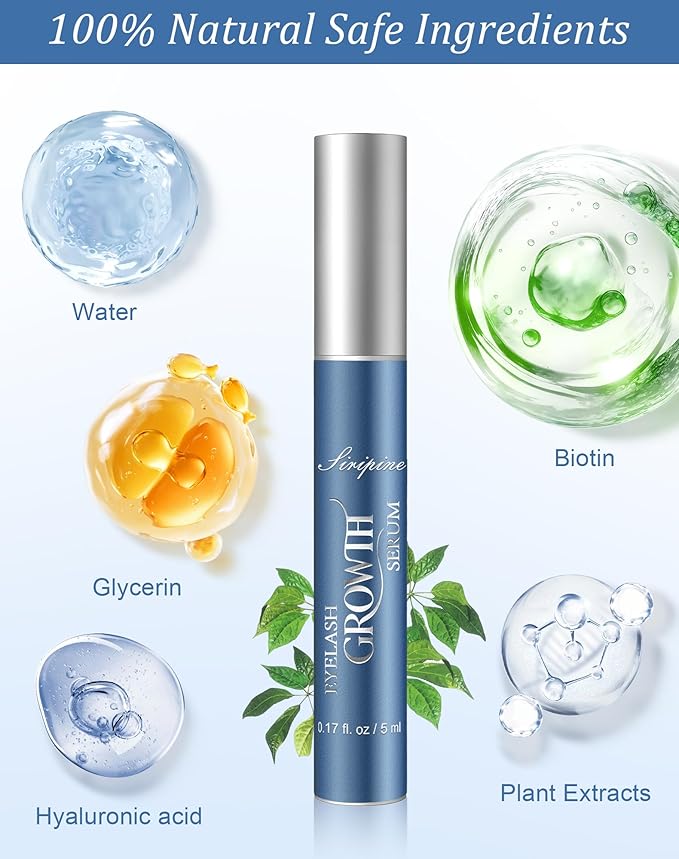 Eyelash Growth Serum for Longer, Thicker Lashes, Eyebrow Growth Serum, Natural | Plant-Based Formula | Promotes Lash Growth & Strength | Safe & Effective Lash Enhancer (5ml) B