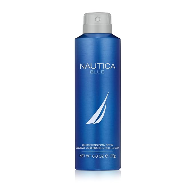 Nautica Blue Deo Body Spray 6 fl oz (Pack of 1), Notes of Basil, Jasmine, and Cedarwood, Men's Fragrance, Long Lasting, Everyday Fragrance