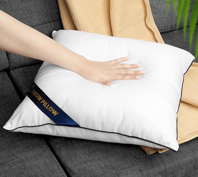 Utopia Bedding 16x16 Throw Pillow Inserts, Decorative Pillows, Pack of 2 | Piping Throw Pillows, Plush & Supportive, Aesthetic Cushion Sham Stuffer for Sofa, Office, Couch & Bed, Set of 2, White